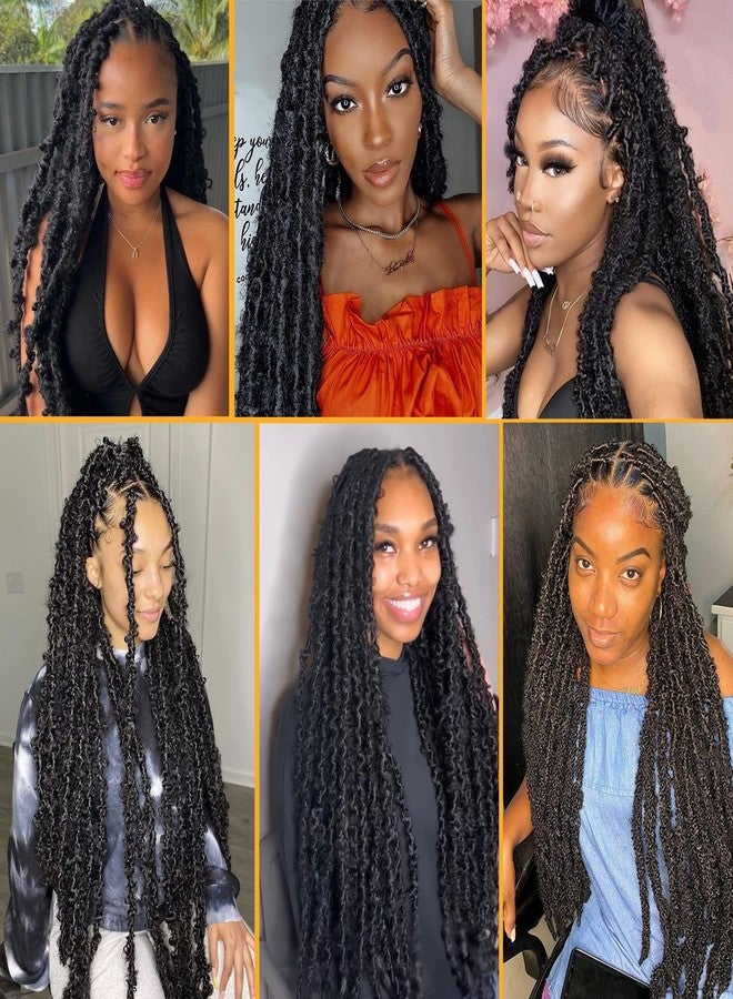 Leeven 24 Inch Pre-twisted butterfly locs crochet hair Brown Butterfly Faux Locs Crochet Braids Hair Pre-looped Distressed Butterfly Locks Hair Extensions for Women 30# - Image 5